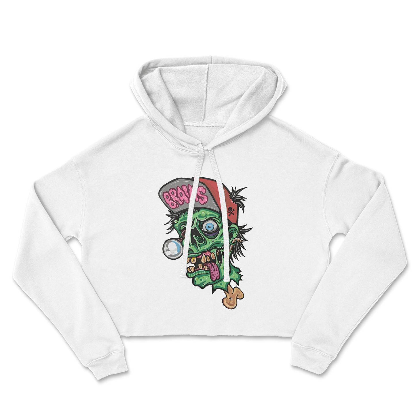 Zombie Brains Cropped Hoodie by Bob Braden – additional view 3