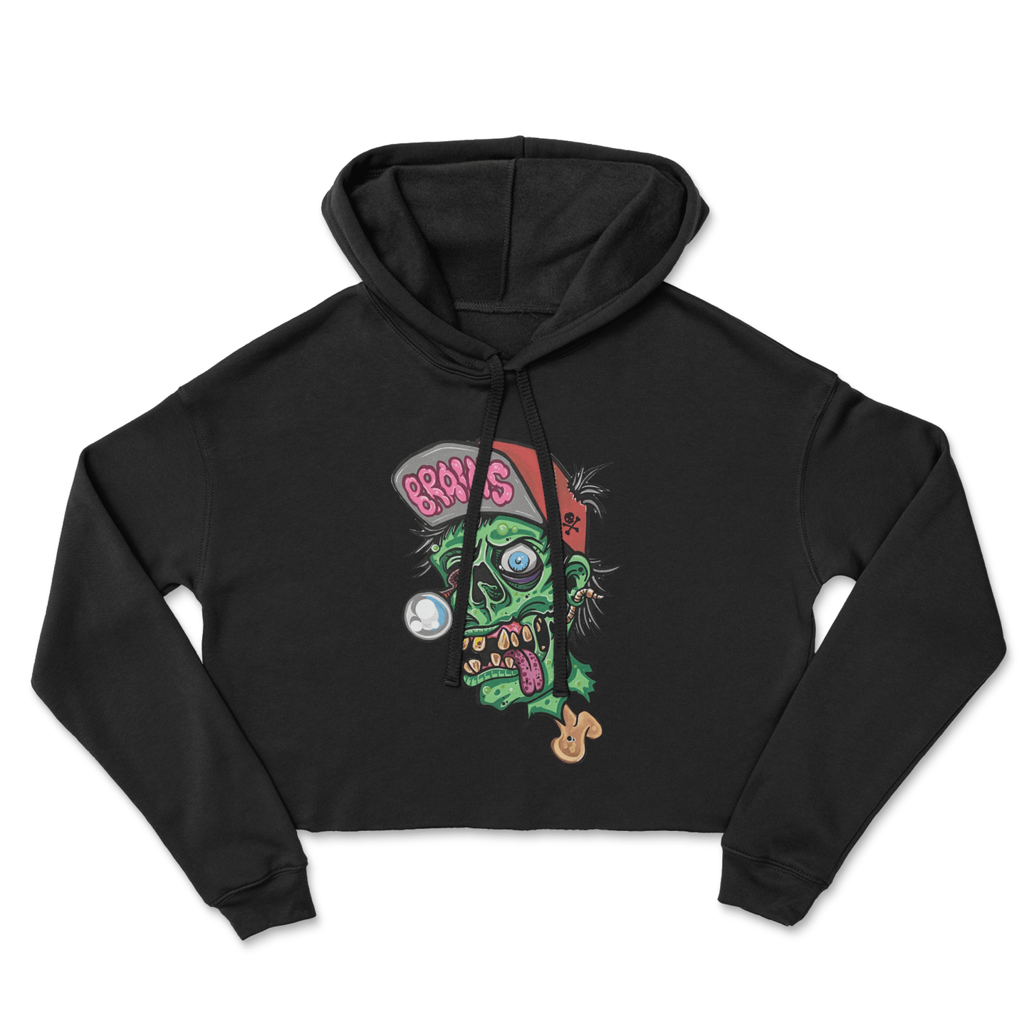 Zombie Brains Cropped Hoodie by Bob Braden – additional view 2