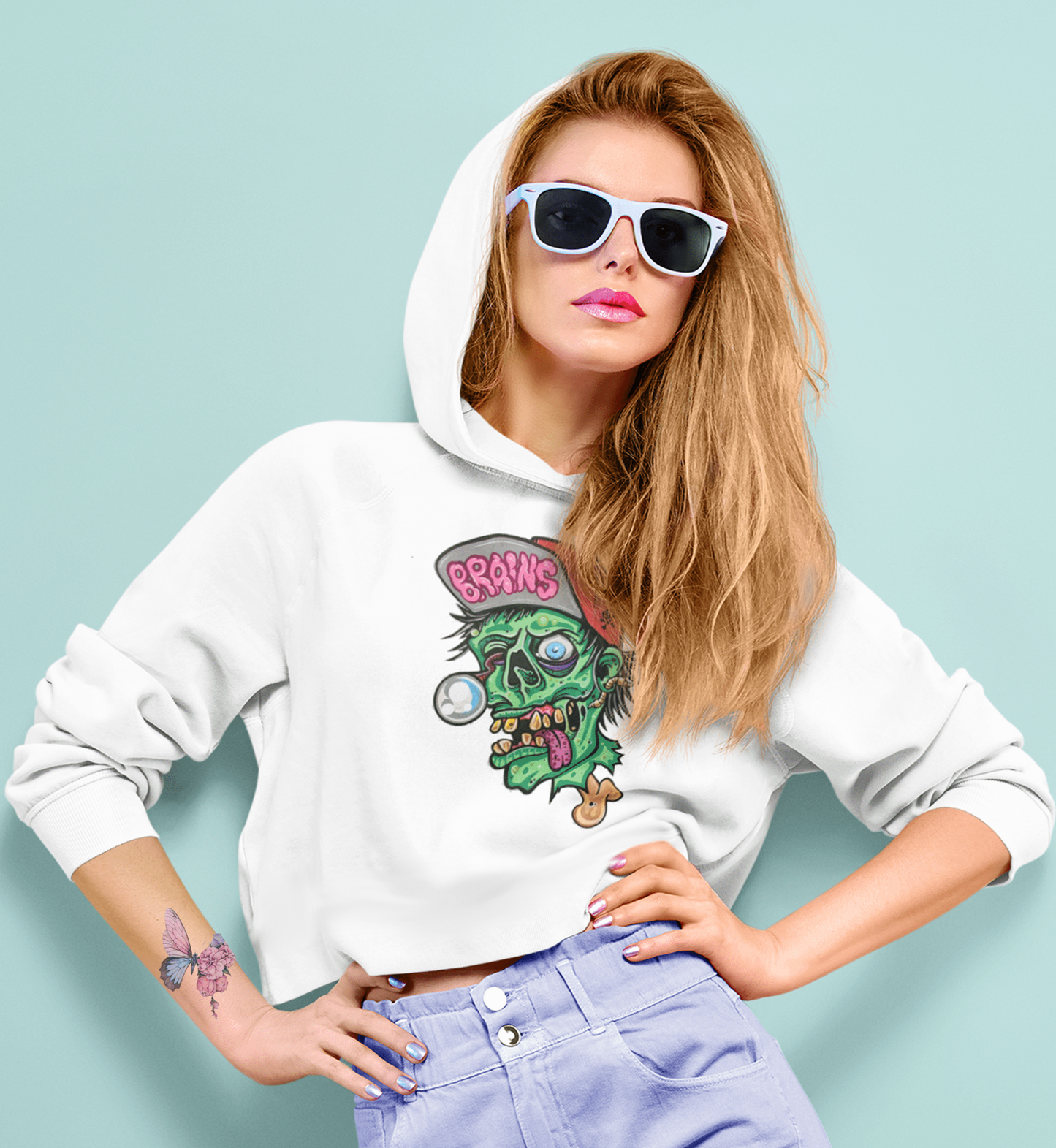 Legendary ltd. sweatshirt Zombie Brains Cropped Fleece Hoodie by Bob Braden