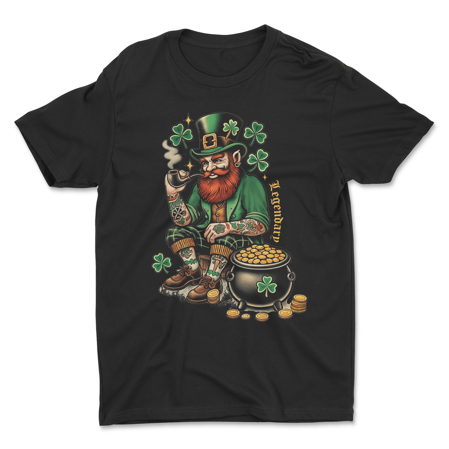 Tattooed Leprechaun Tee – men's graphic t-shirt with original tattoo art by Legendary ltd.