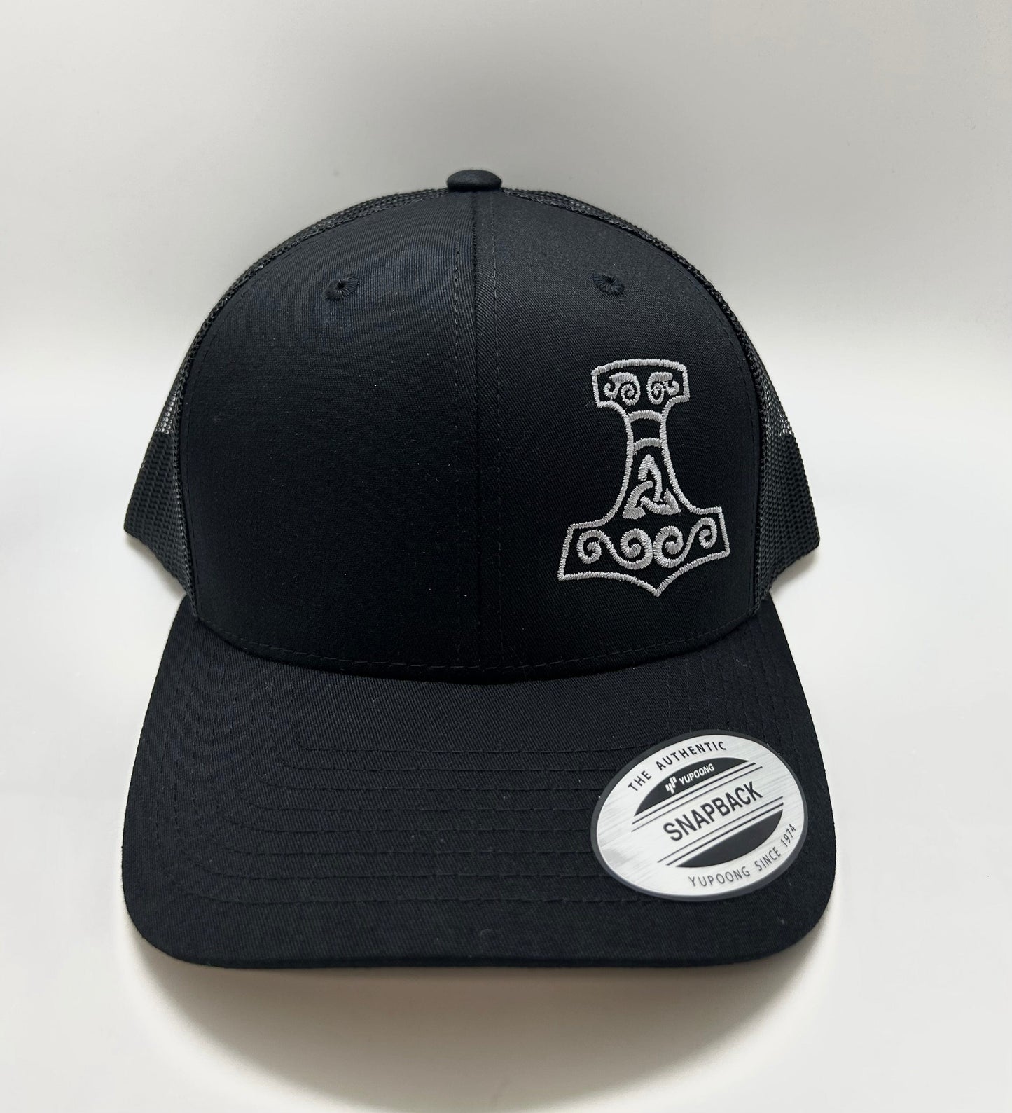 Thor’s Hammer Snapback hat with tattoo-inspired Mjölnir design from Norse mythology