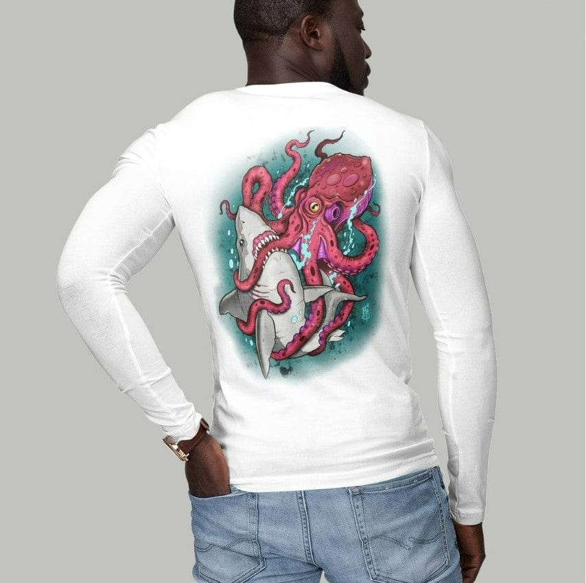 Legendary ltd. Shark vs. Octopus Long Sleeve Performance Tee by Bob Braden