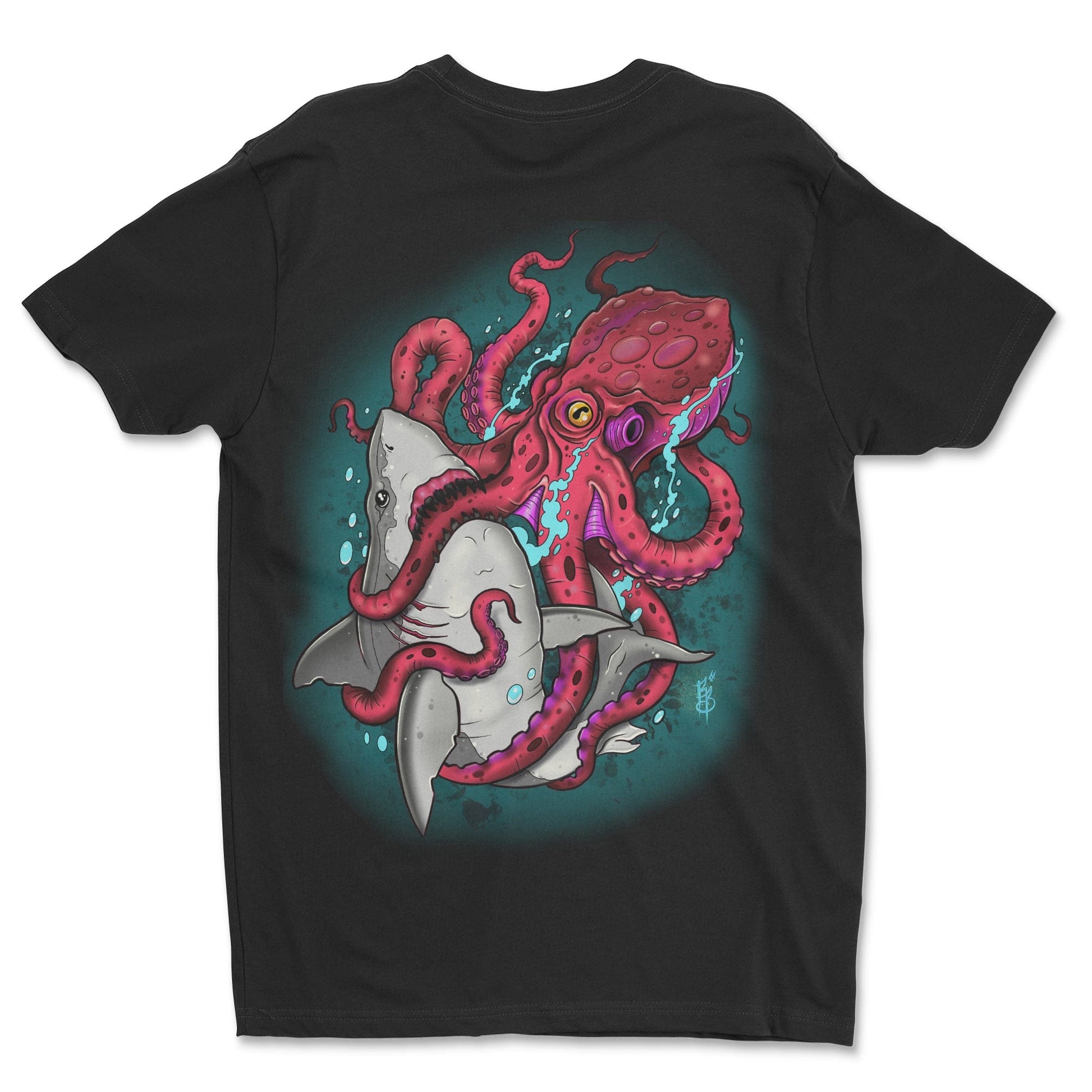 Legendary ltd. T SHIRT Shark Vs. Octopus by Bob Braden