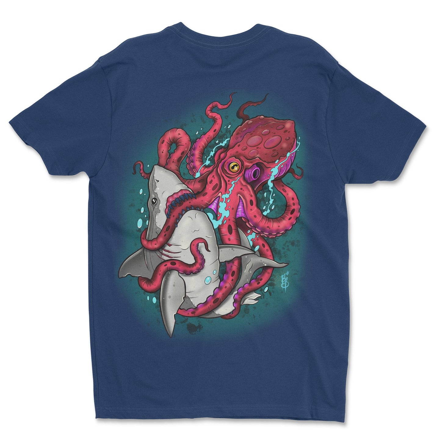 Legendary ltd. T SHIRT Shark Vs. Octopus by Bob Braden