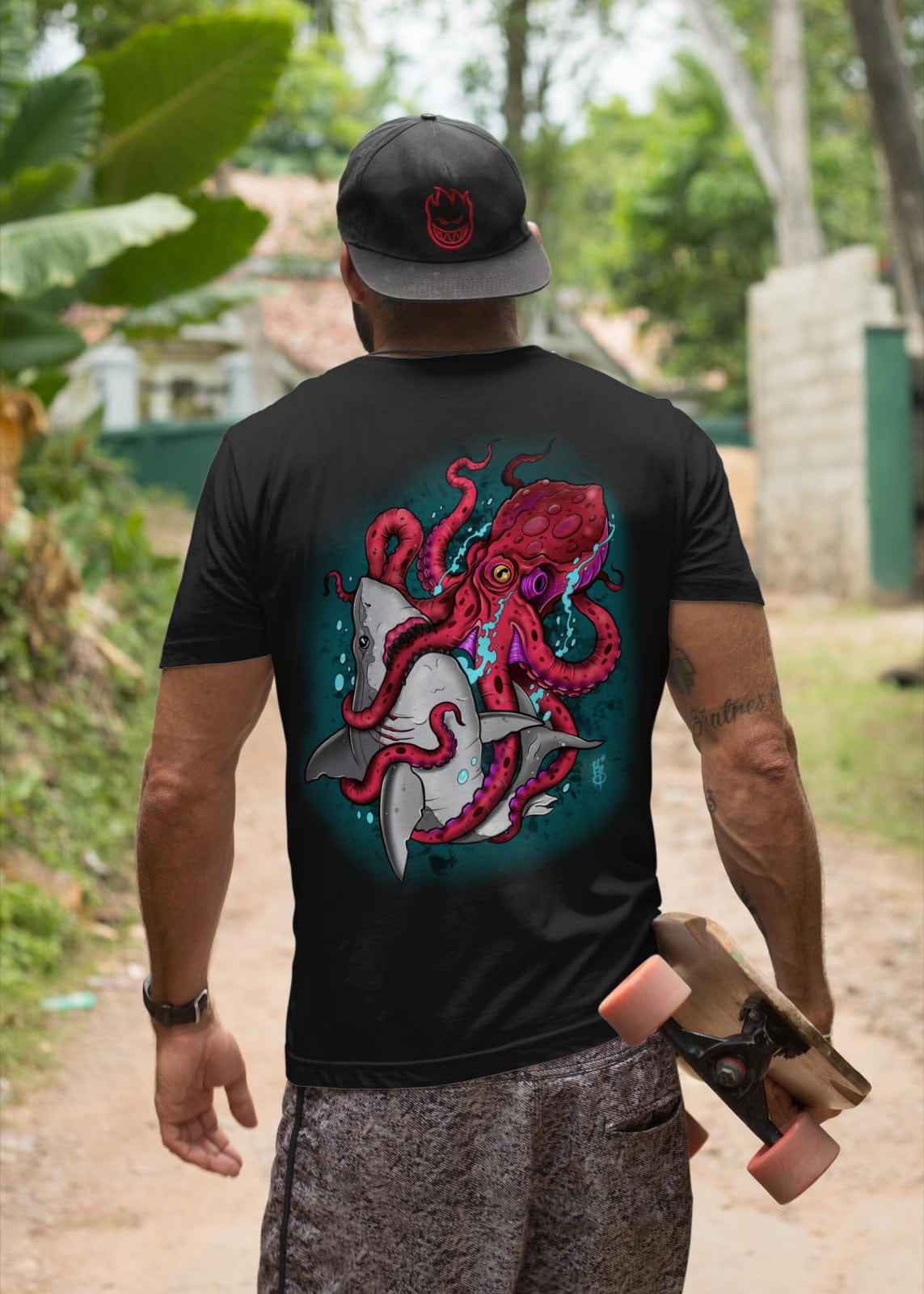 Legendary ltd. T SHIRT Shark vs Octopus by Bob Braden