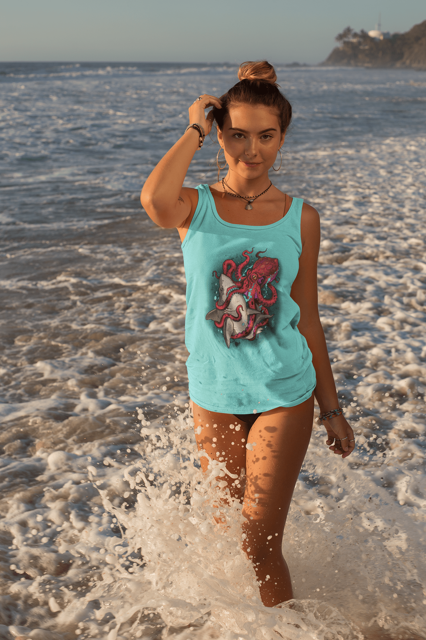 Legendary ltd. T SHIRT Shark vs Octopus Tank by Bob Braden
