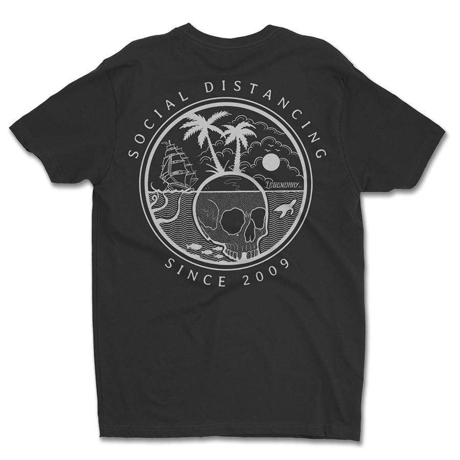 Skull Island Social Distancing Tee – men's graphic t-shirt with original tattoo art by Legendary ltd.