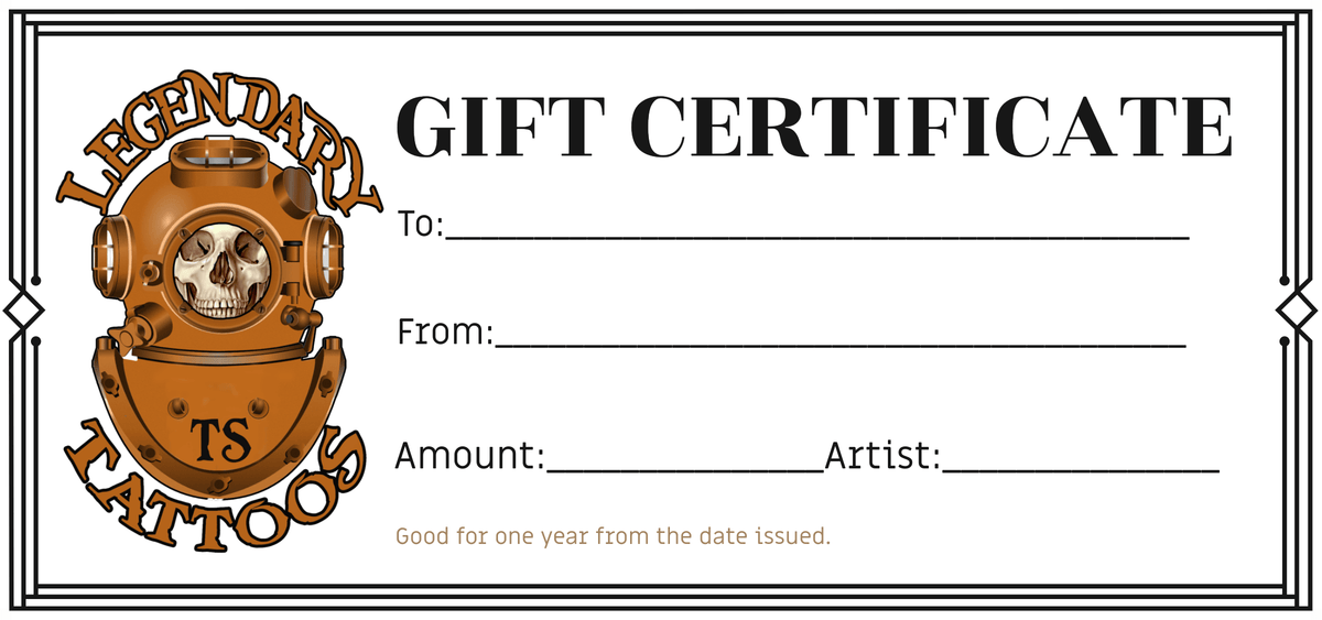 Legendary Ltd Apparel Legendary Tattoos Gift Certificate
