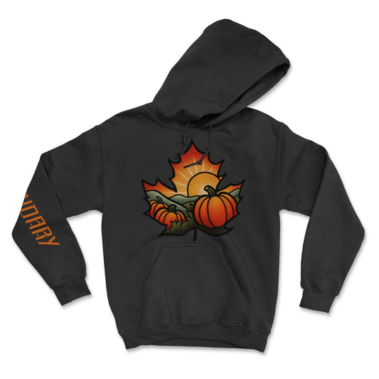 Legendary Ltd T-Shirts Legendary Ltd. Fall Leaf Pumpkin Patch Hoodie – Tattoo-Inspired Autumn Sunset Design