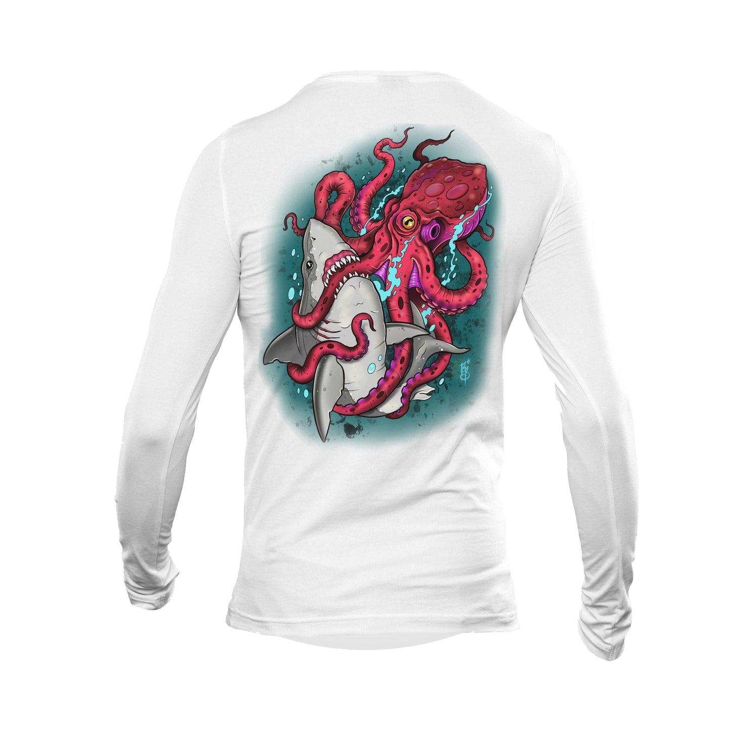 Legendary ltd. Shark vs. Octopus Long Sleeve Performance Tee by Bob Braden