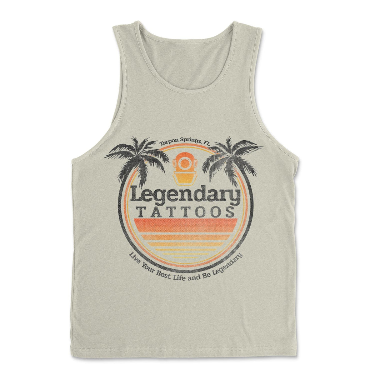 Men's Tropical Sunset Tank – men's tank top with original tattoo art by Legendary ltd.