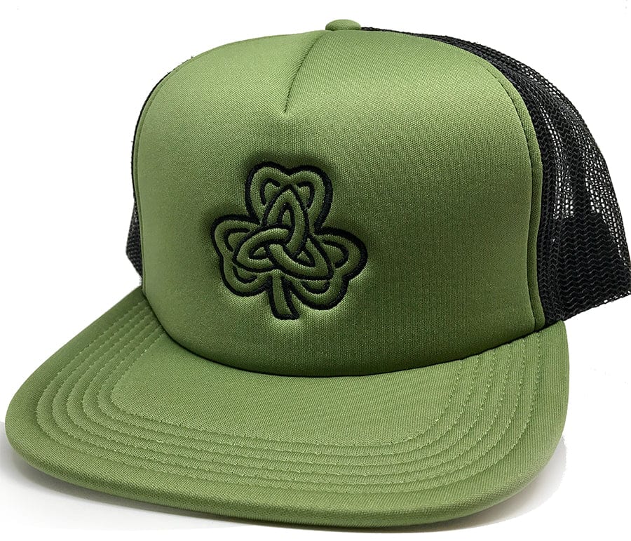 Celtic Shamrock Mesh Snapback – green and black mesh snapback hat with original tattoo art by Legendary ltd.